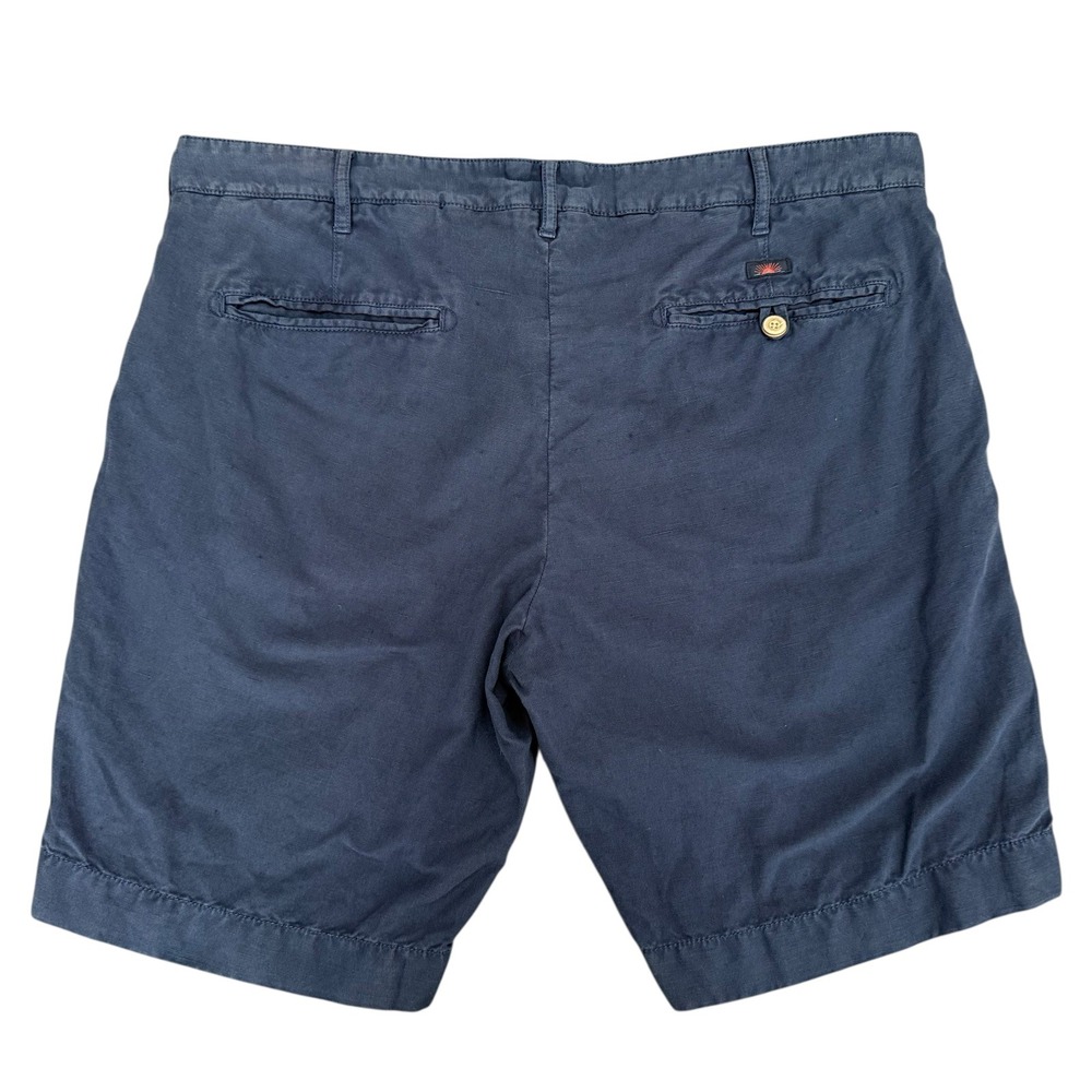 Faherty Men's Shorts Blue Linen Chino Flat Front Size 35 Coastal Nautical Beach - Picture 3 of 9